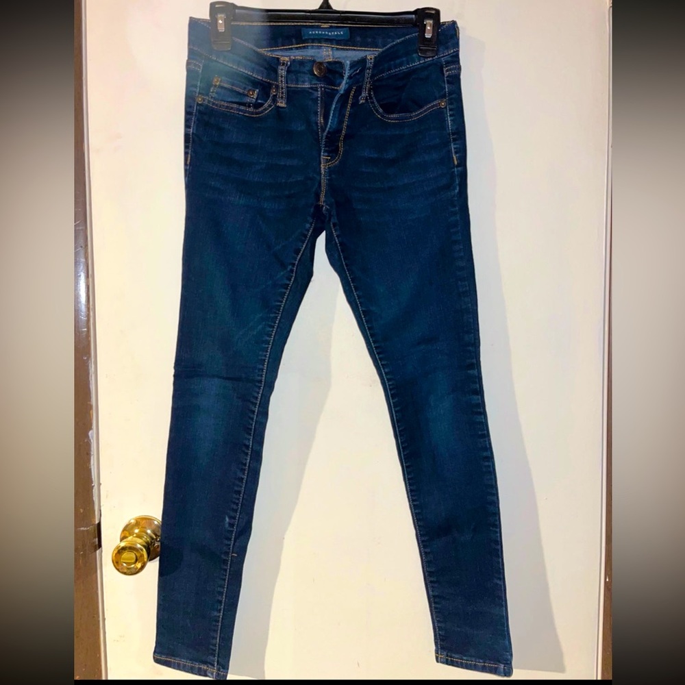 Aeropostale Vintage Jeans Size 4 Skinny Mid Rise Blue Denim Dark Wash Womens